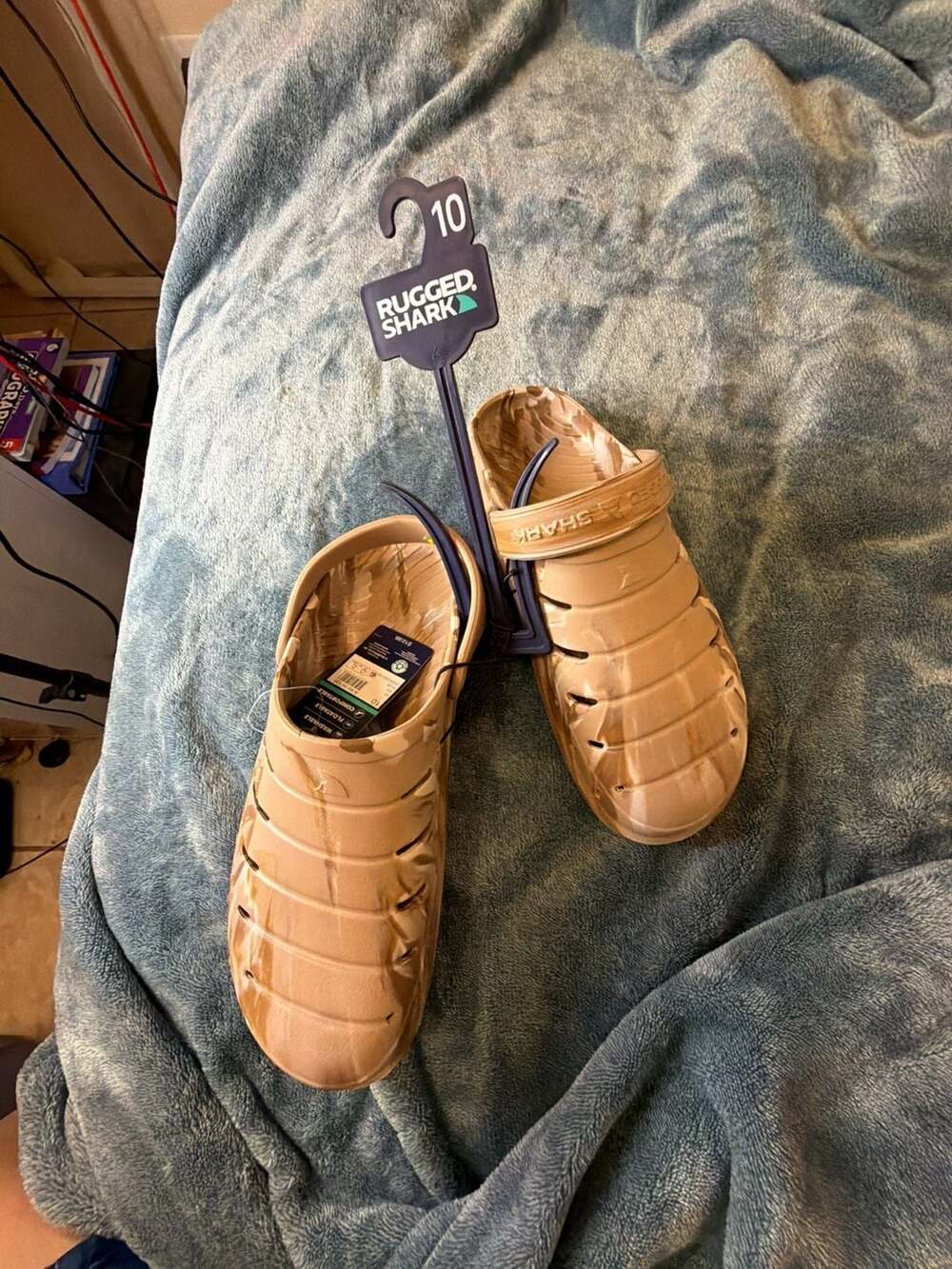 Rugged Shark Men's Clog Sandals Tan Swirl Size 10